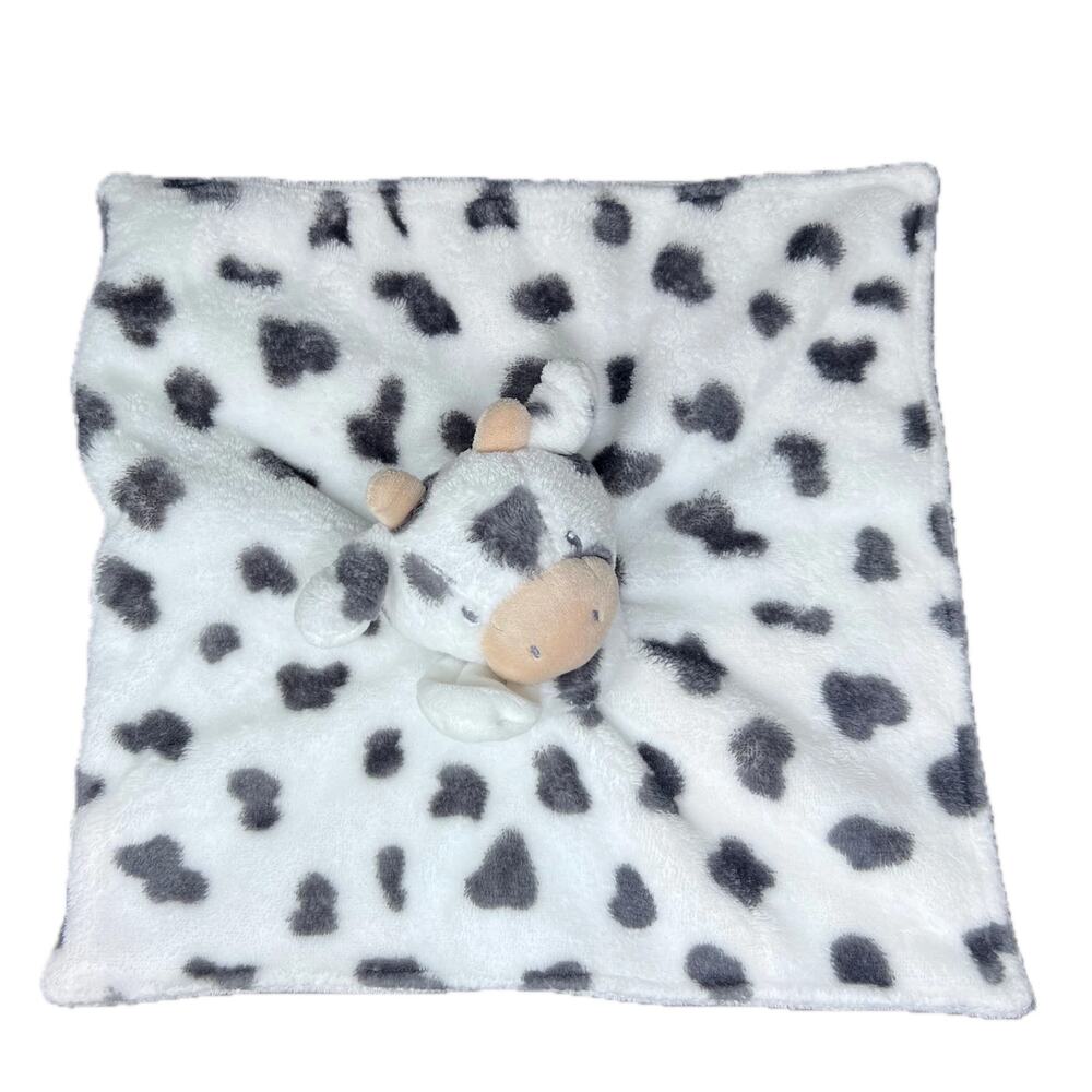 Carters Cow Lovey Plush‎ Security Blanket Gray White Stuffed Farm Animal Nunu